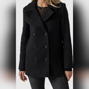 Gloverall Classic Black Wool Peacoat Size 4 Small